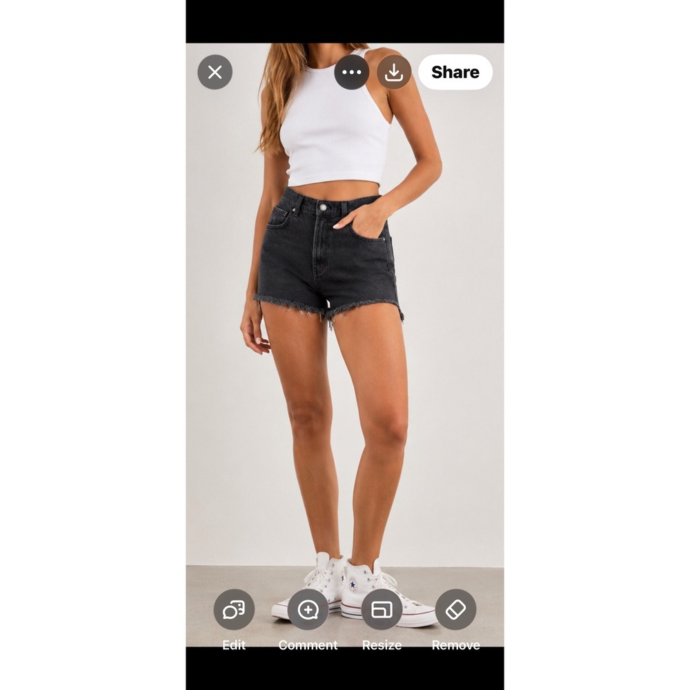 Cotton On Original Cut Off Short Washed Black High Waisted Denim Shorts 28